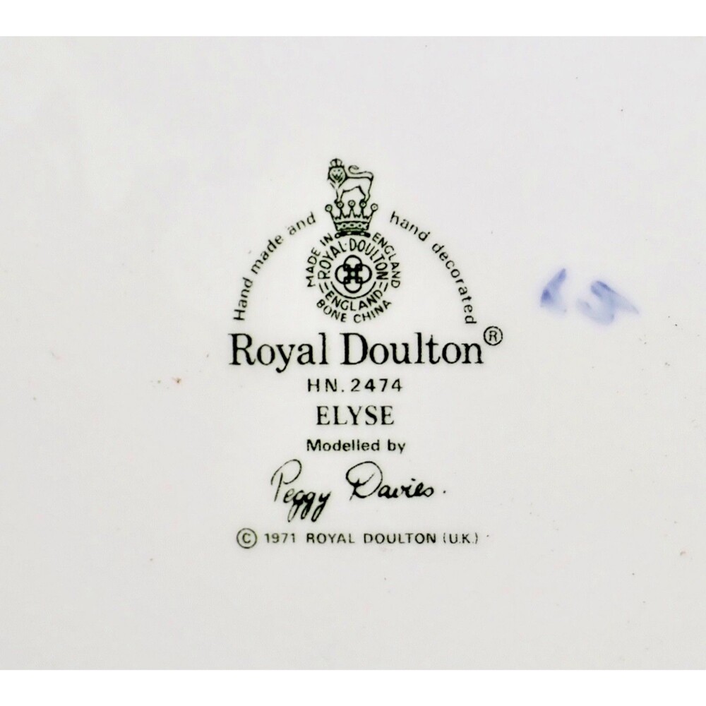 Royal Doulton England Elyse" HN 2474 Bone China Figurine England UK 1971" 5 3/4" - Picture 13 of 14